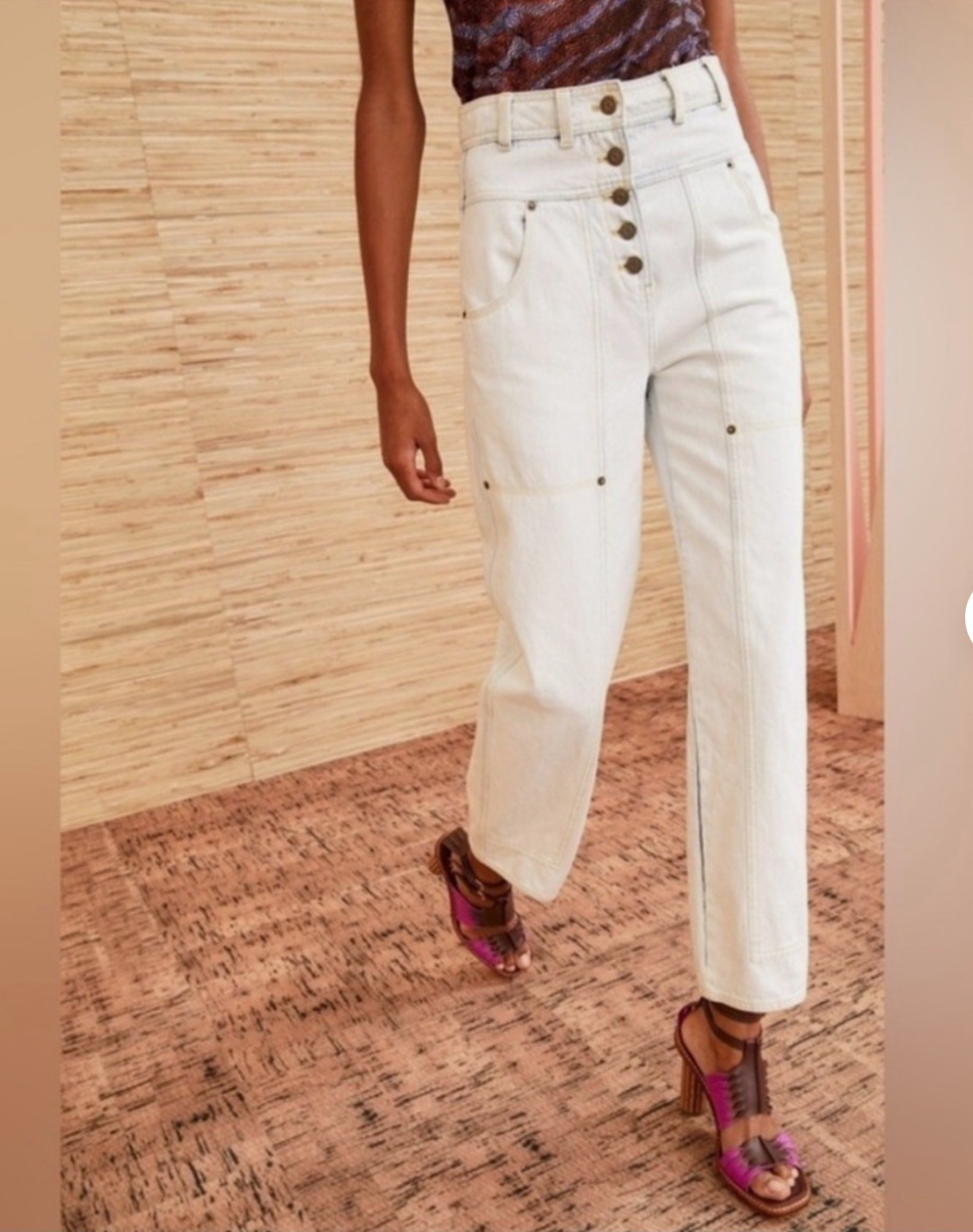 Ulla Johnson August High Waist Pant Multi Button, Size 6