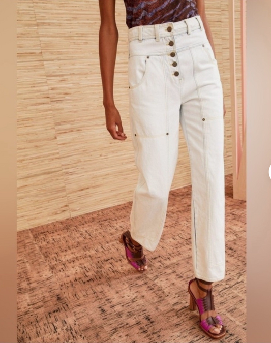 Ulla Johnson August High Waist Pant Multi Button, Size 6