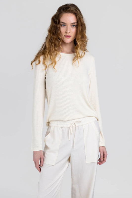 SABLYN Ryder Rib Knit Top in Gardenia, Small