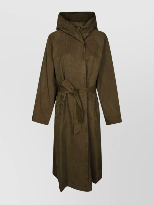 ISABEL MARANT ETOILE
HOODED BELTED COAT BACK VENT, Size 34 (oversized)