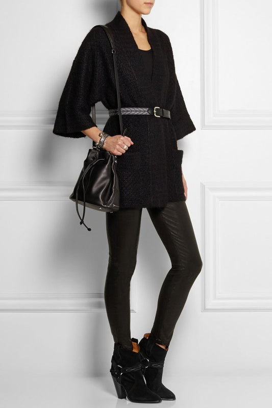 ISABEL MARANT ETOILE RAWSON SUEDE BLACK ANKLE BOOTS, SIZE 37
