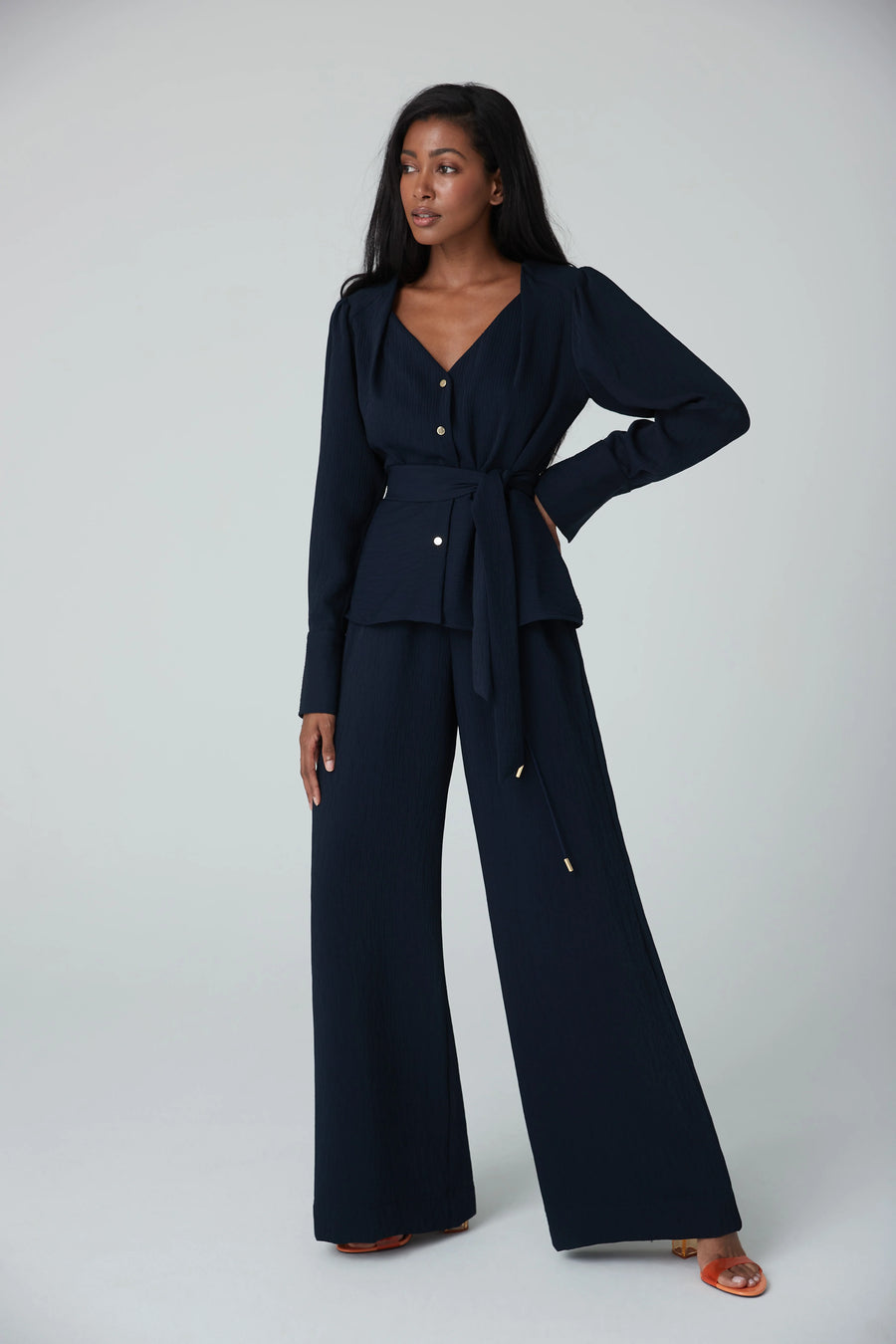 Iris SETLAWKE NWT navy blouse with a detachable sash, Size 14