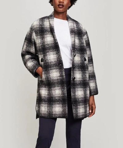 Isabel Marant Etoile Black and White Gabrie Wool Coat, SIZE 36