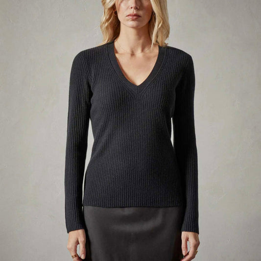 JAMES PERSE Black skinny ribbed recycled, cashmere sweater, Size 1