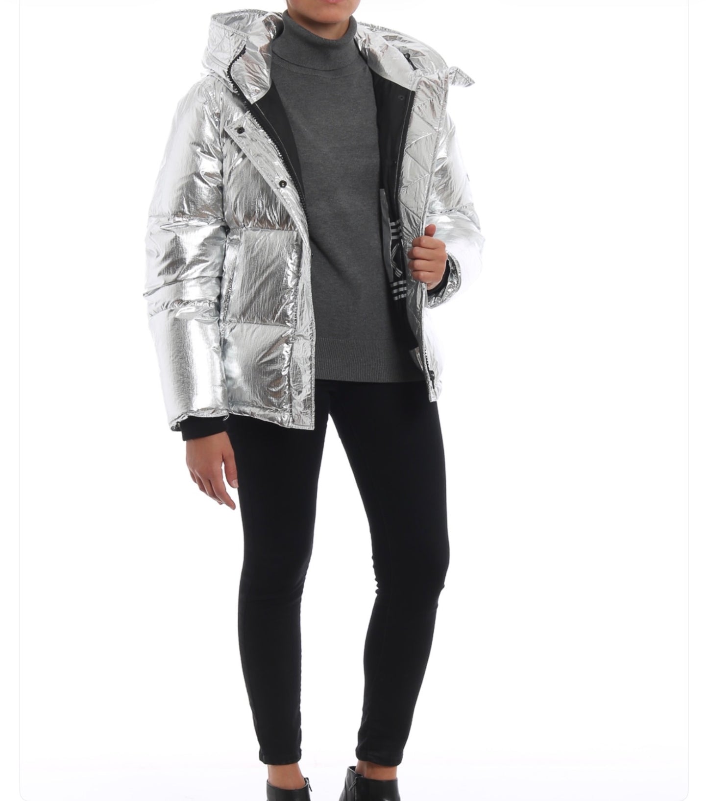 KENZO Crackle metallic nylon hooded puffer jacket, Medium