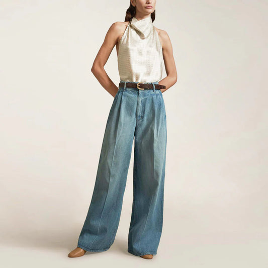 Kallmeyer Deep Pocket Wide Leg Jean in Blue, size 28