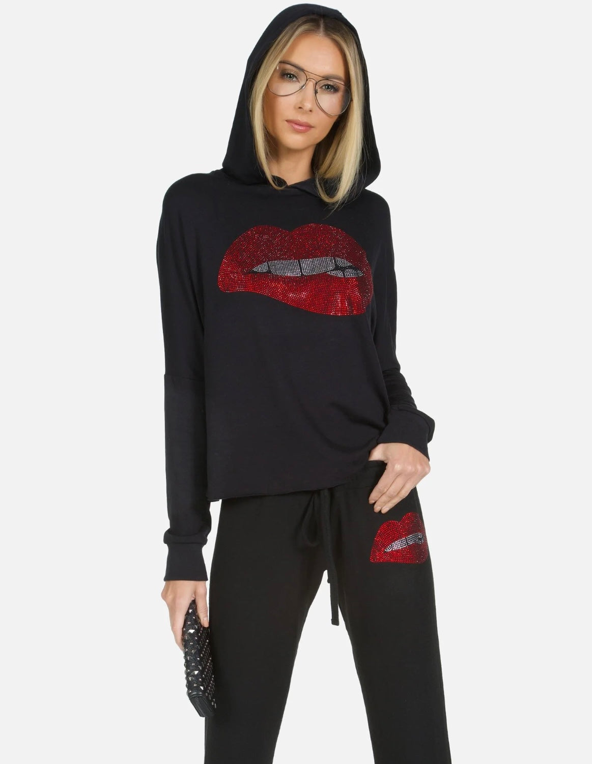 LAUREN MOSHI JOGGING SET DELILAH X CRYSTAL BITING LIP, XSMALL