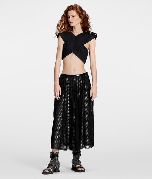 LOUIS VUITTON Draped Mirrorball Midi Skirt, SIZE 38