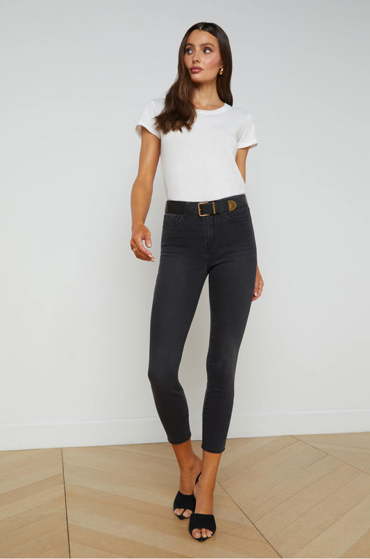 L'AGENCE Margot High Rise Skinny Jean, dark graphite, SIZE 24