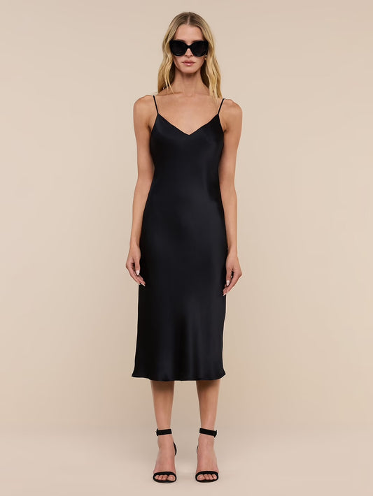 L’Agence Black Silk Slip Dress, size 2