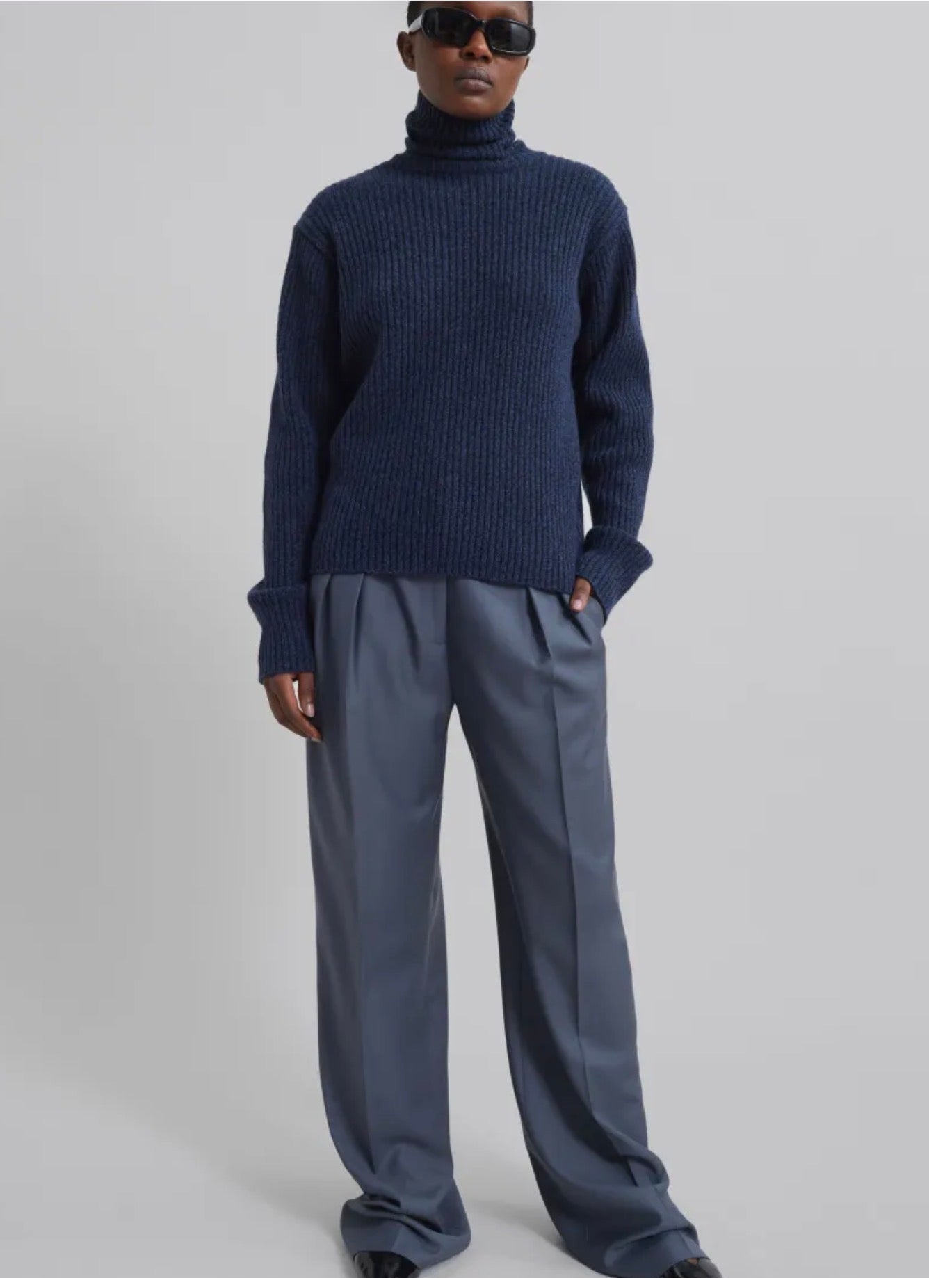 Loulou Studio NWT Sbiru Wide Leg Wool Trousers - Fjord Grey, SMALL
