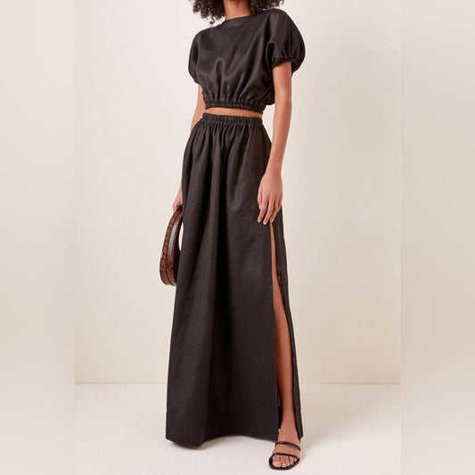 MATTEAU
Gathered Linen Skirt And Top Set, AUS 1/US SIZE 2