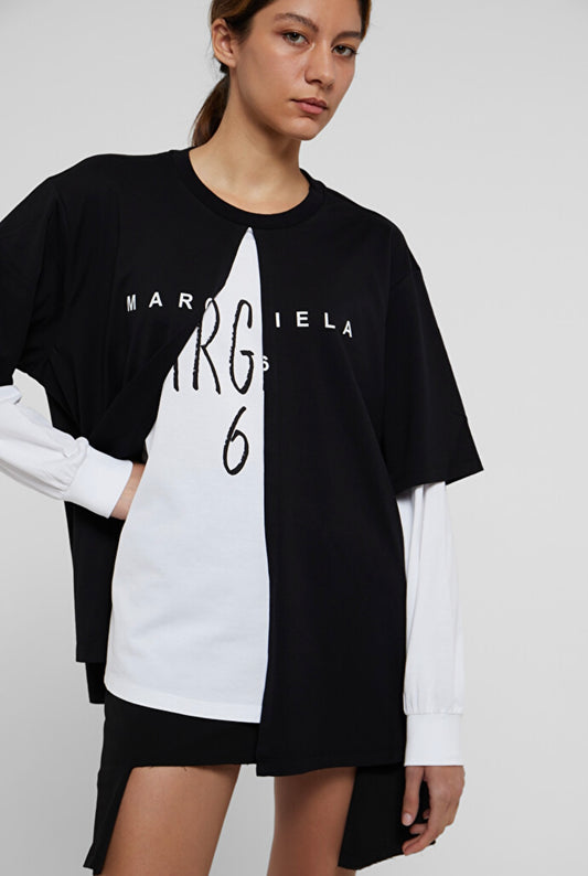 MM6 Maison Margiela Black Cotton Long Sleeve T-Shirt, Medium