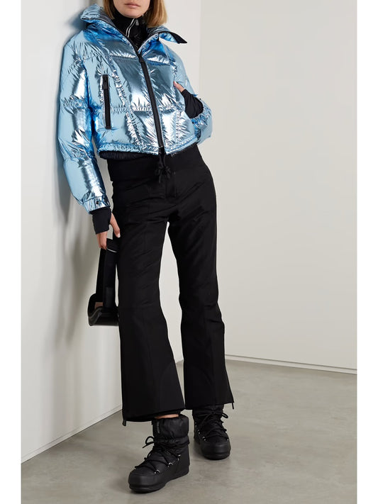 MONCLER GRENOBLEValsorey cropped quilted padded down metallic ripstop jacket, SIZE 1