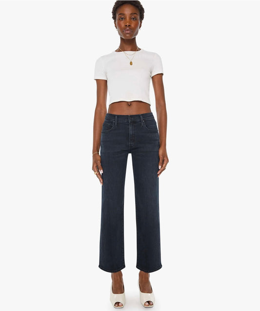 MOTHER The Mid Rise Zip Rambler Ankle Wash: Night In Venice, SIZE 34