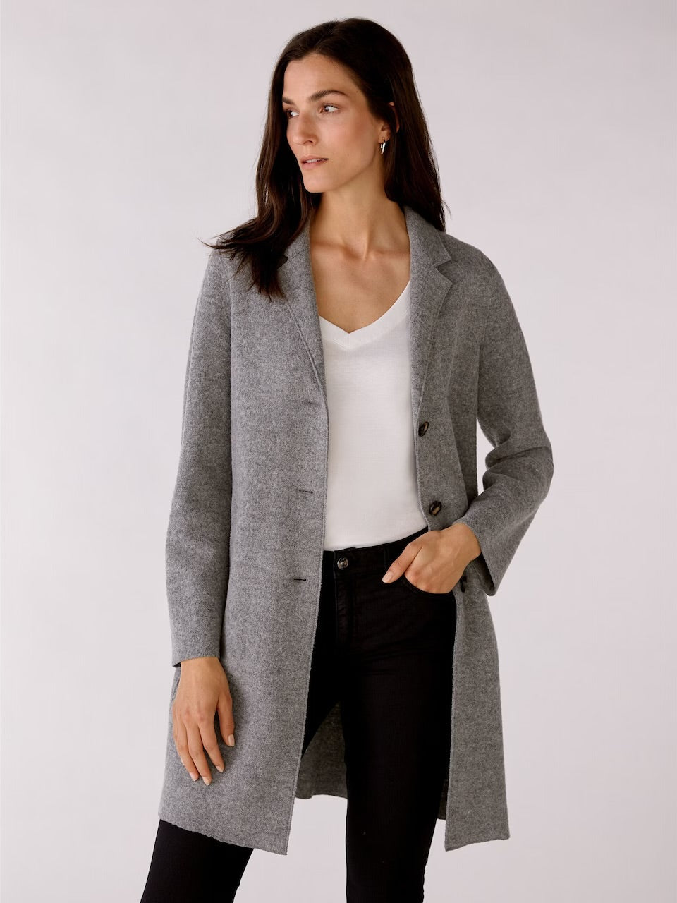 OUI Between-Seasons Coat 'Mayson' in Mottled Grey, Size 4