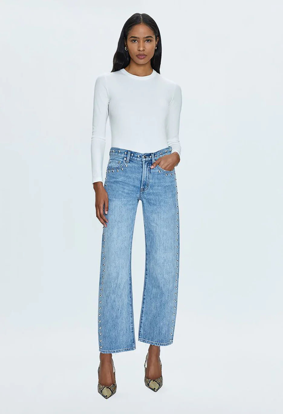 PISTOLA Lexi Mid Rise Bowed Straight, Size 25