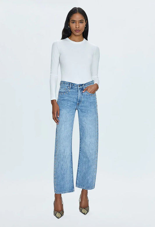 PISTOLA Lexi Mid Rise Bowed Straight, Size 25