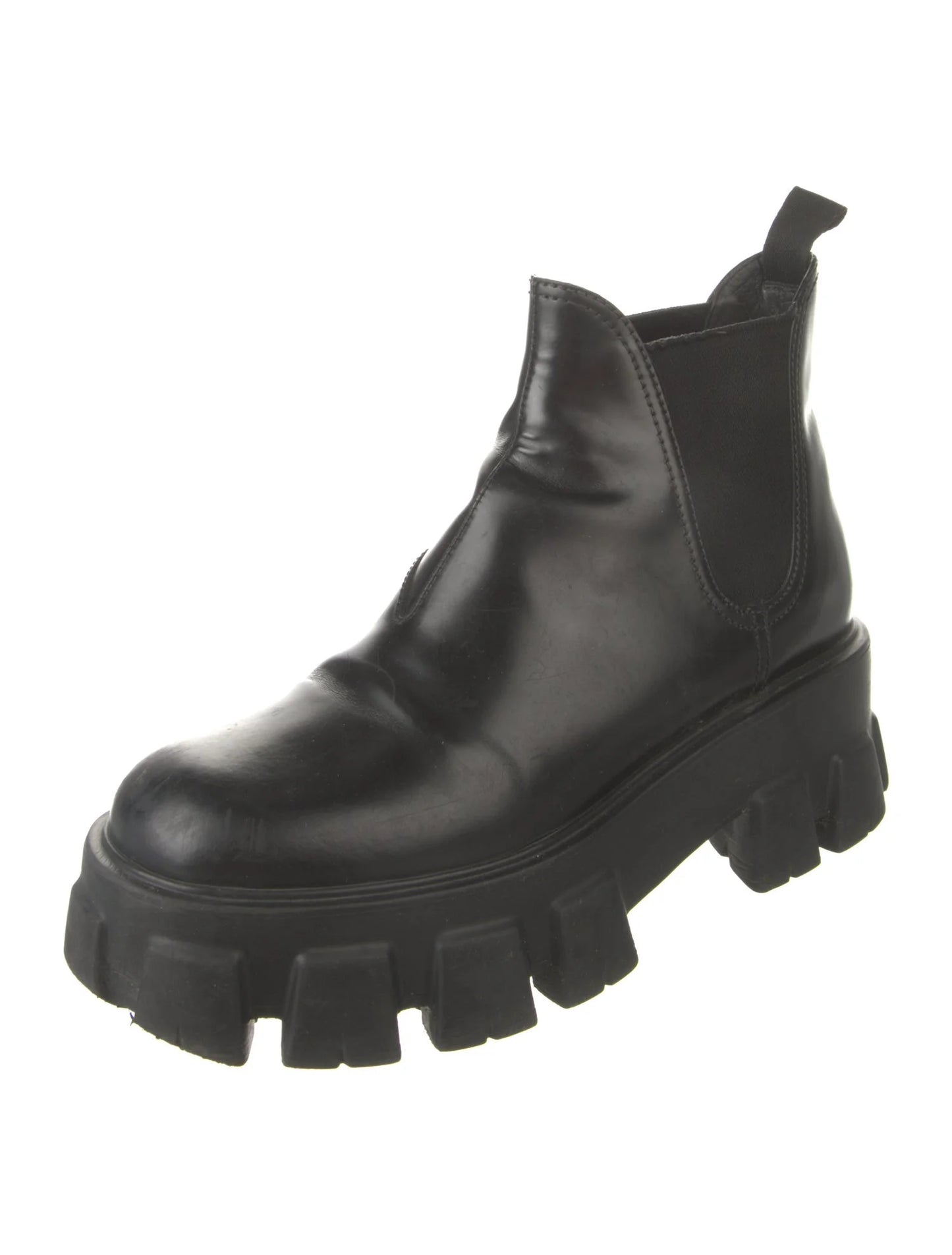 Prada Monolith brushed leather Chelsea Boots, SIZE 8.5