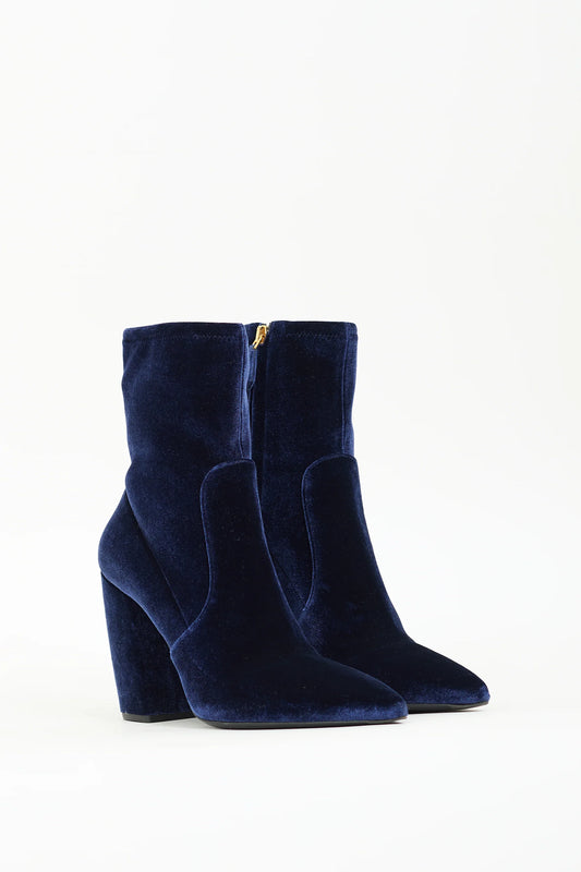 Prada Calzature Donna Velvet Velluto Stretch Bootie, Size 38