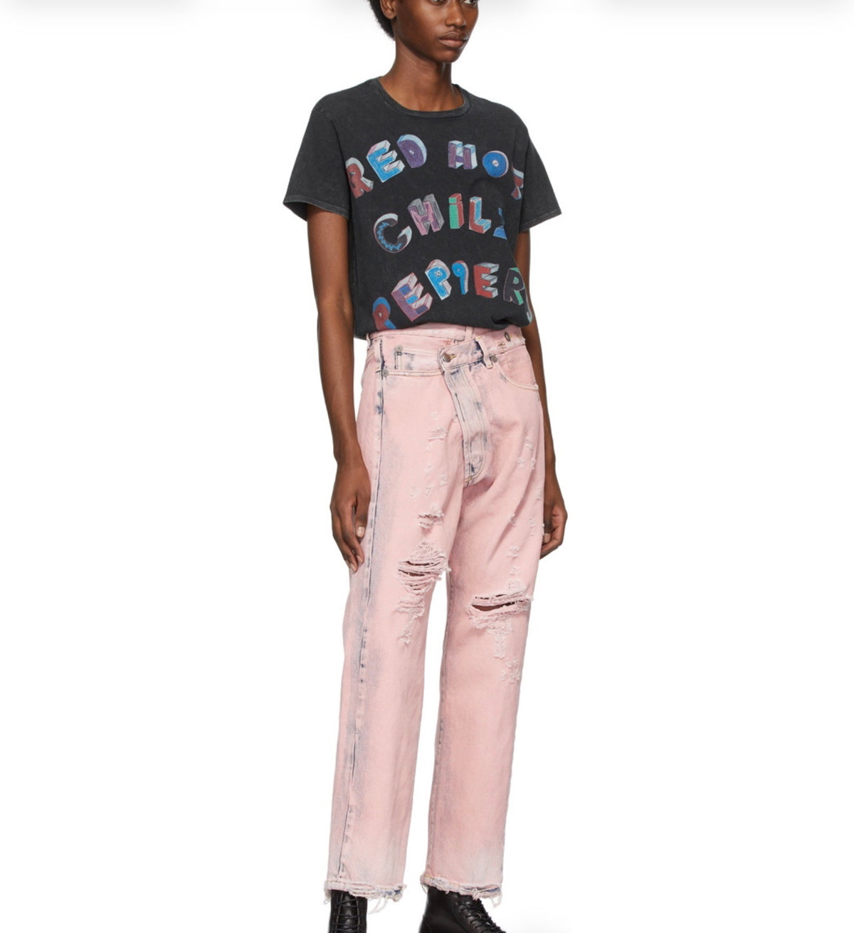 R13 Cross Over Straight, faded, pink,  Size 27