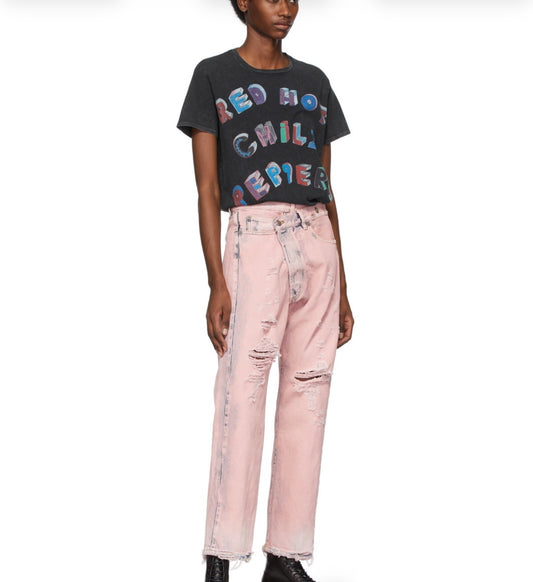 R13 Cross Over Straight, faded, pink,  Size 27