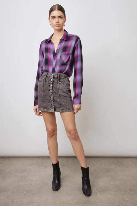 Rails Hunter Plaid Button-front Shirt In Navy Magenta, XSMALL