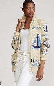 Ralph Lauren Polo sailboat zip cardigan, Small