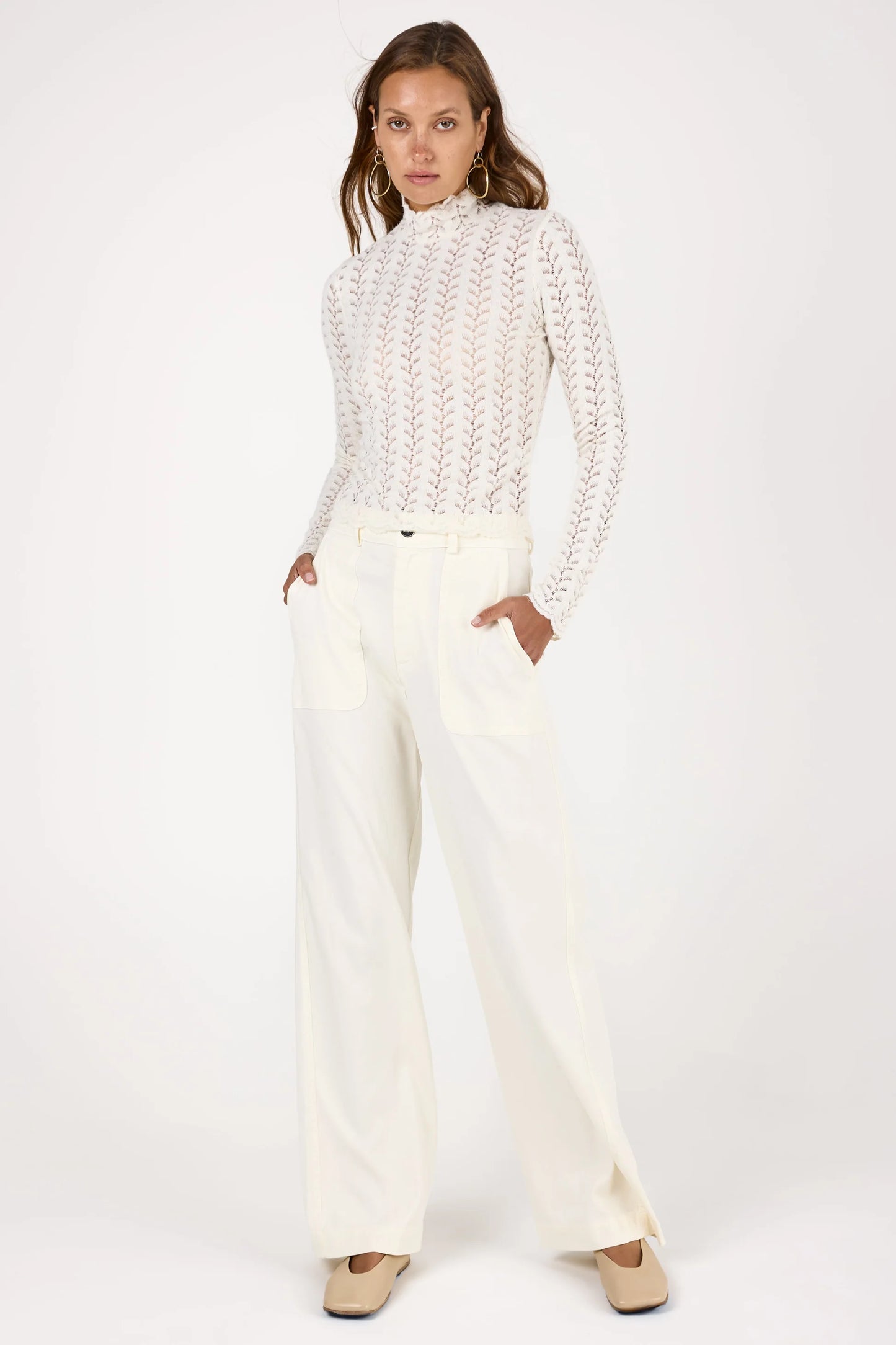 SABLYN Jolene Full-Length Utility Pant in Gardenia, Small Size 26/27