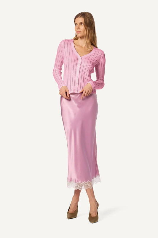 SABLYN MIRANDA LACE TRIM SILK SKIRT | ORCHID, SMALL