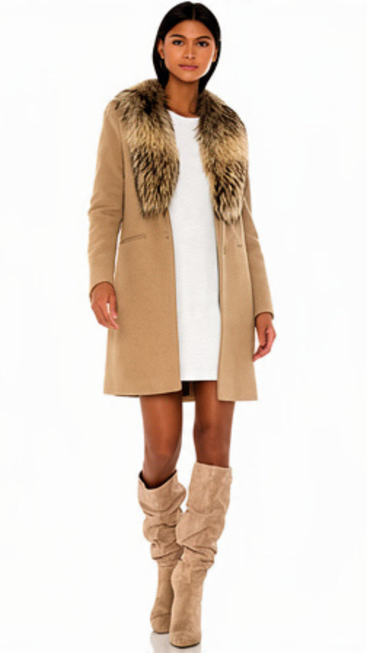 SAM CROSBY JACKET WITH ASIATIC RACCOON FUR TRIM COLLAR, XSMALL