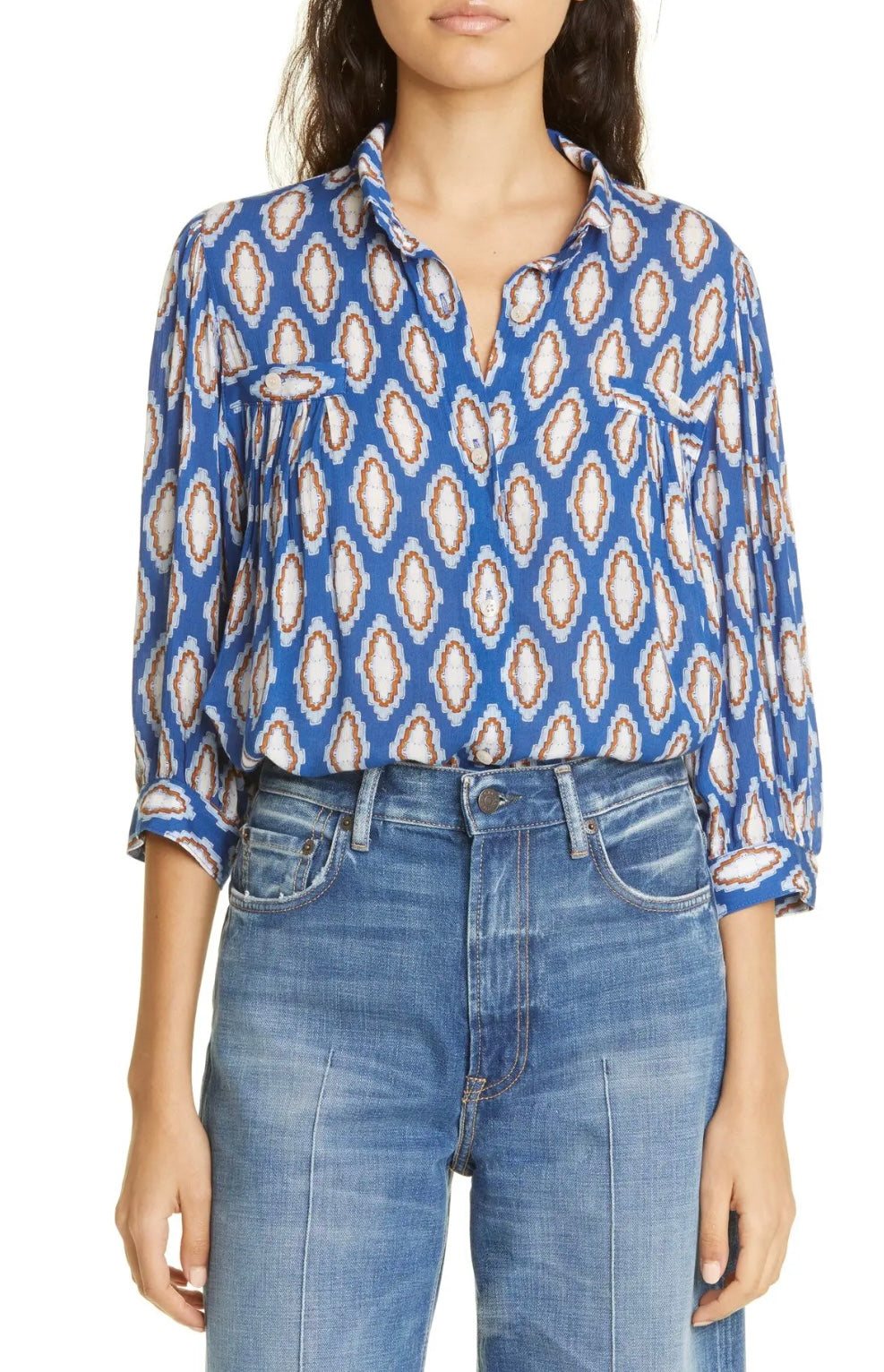 SMYTHE Medallion Print Blouse, MEDIUM