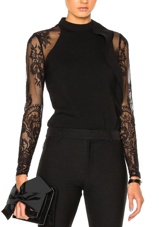 Self Portrait Ophelia Ruffled Lace Sleeve Blouse Size 6