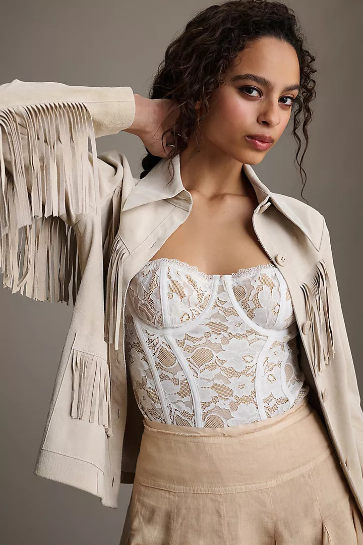 Soia & Kyo Giada Suede Fringe Jacket, NWT MEDIUM
