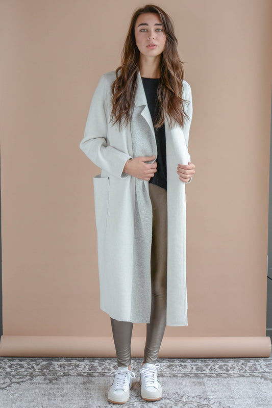Sosken Bella brushed knit coat, bone, PETITE