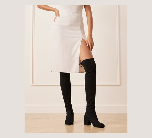 Stuart Weitzman TIELAND over the knee black suede boots, size 7.5