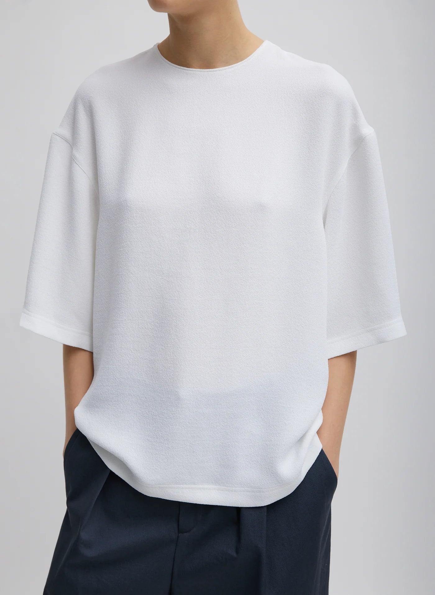 TIBI The Pebble Sable Easy T-Shirt, SMALL (OVERSIZED)