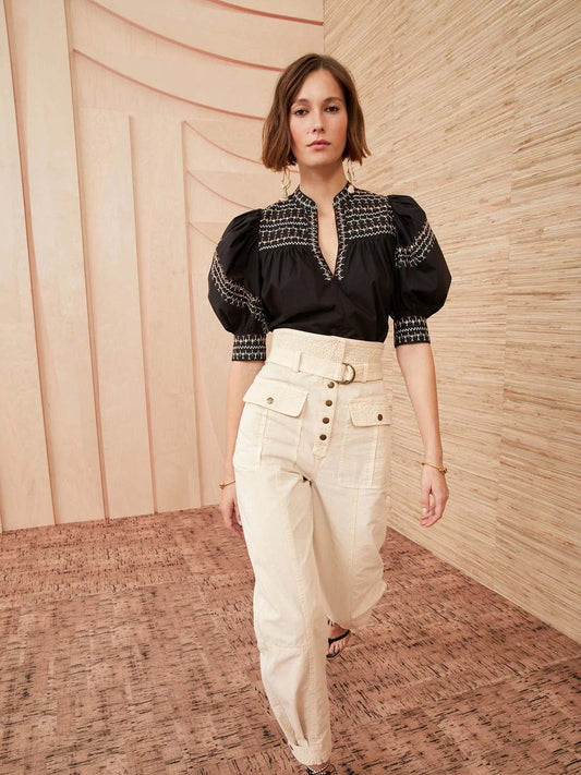 ULLA JOHNSON The Noam puff-sleeve top, Size 2