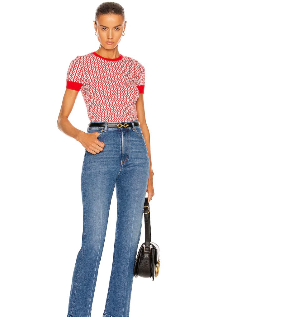 VALENTINO BELTED FLARE JEAN, SIZE 26