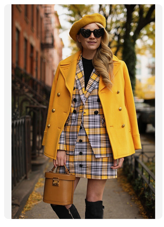 VERONICA BEARD Monroe Yellow & Black Plaid Mini Skirt, Size 6