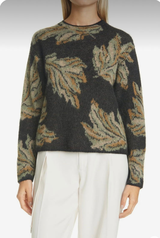 Vince Leaf Jacquard Sweater, small