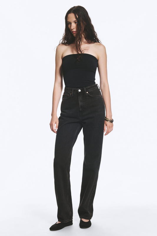 WEEKDAY ROWE SUPER HIGH WAISTED REGULAR STRAIGHT JEANS, SIZE 28