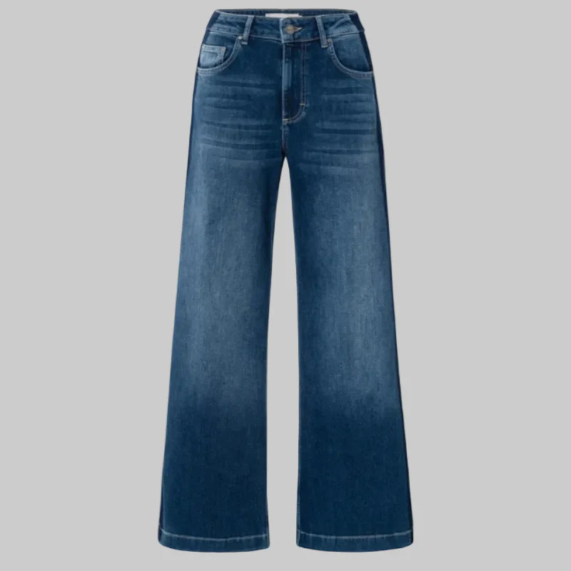 YAYA High-Waist Wide Denim with Tape in Dark Blue Wash, NWT size 28