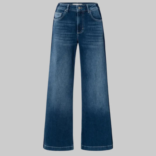 YAYA High-Waist Wide Denim with Tape in Dark Blue Wash, NWT size 28