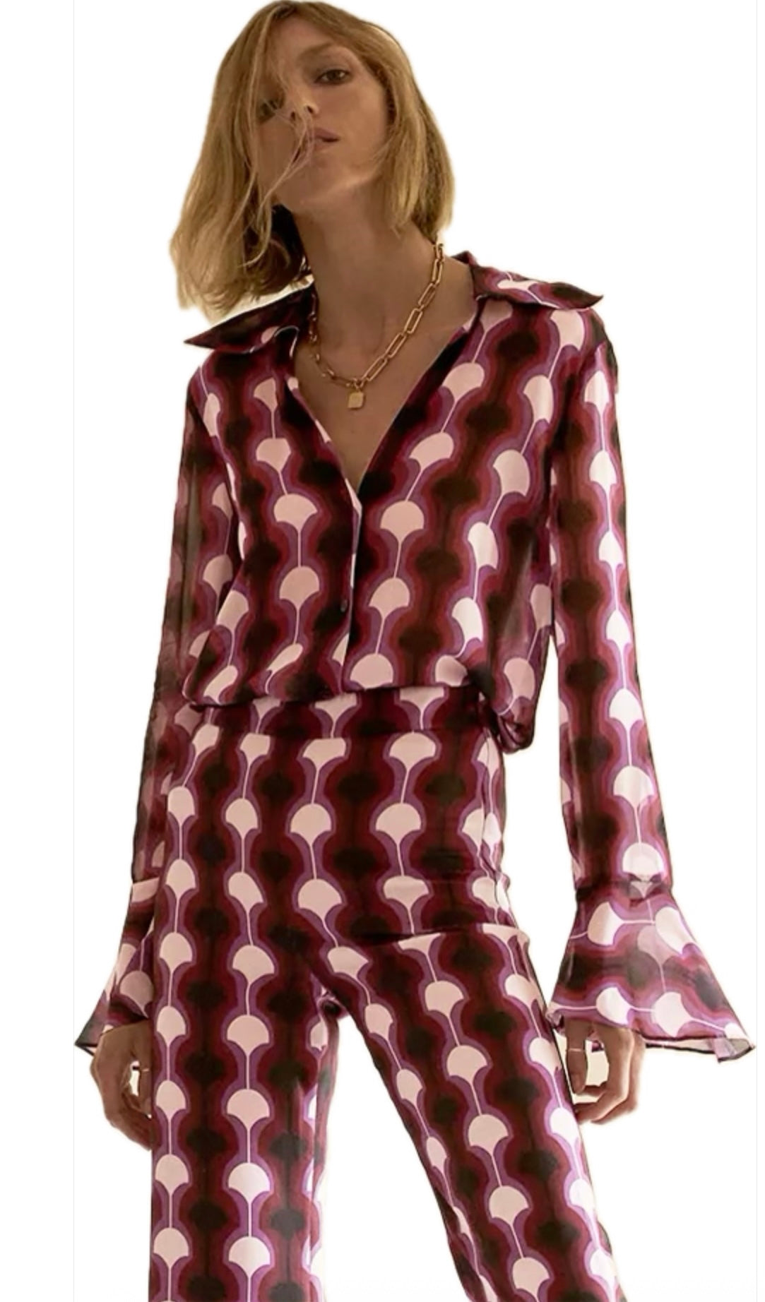 Zara Print blouse & Pants, Small