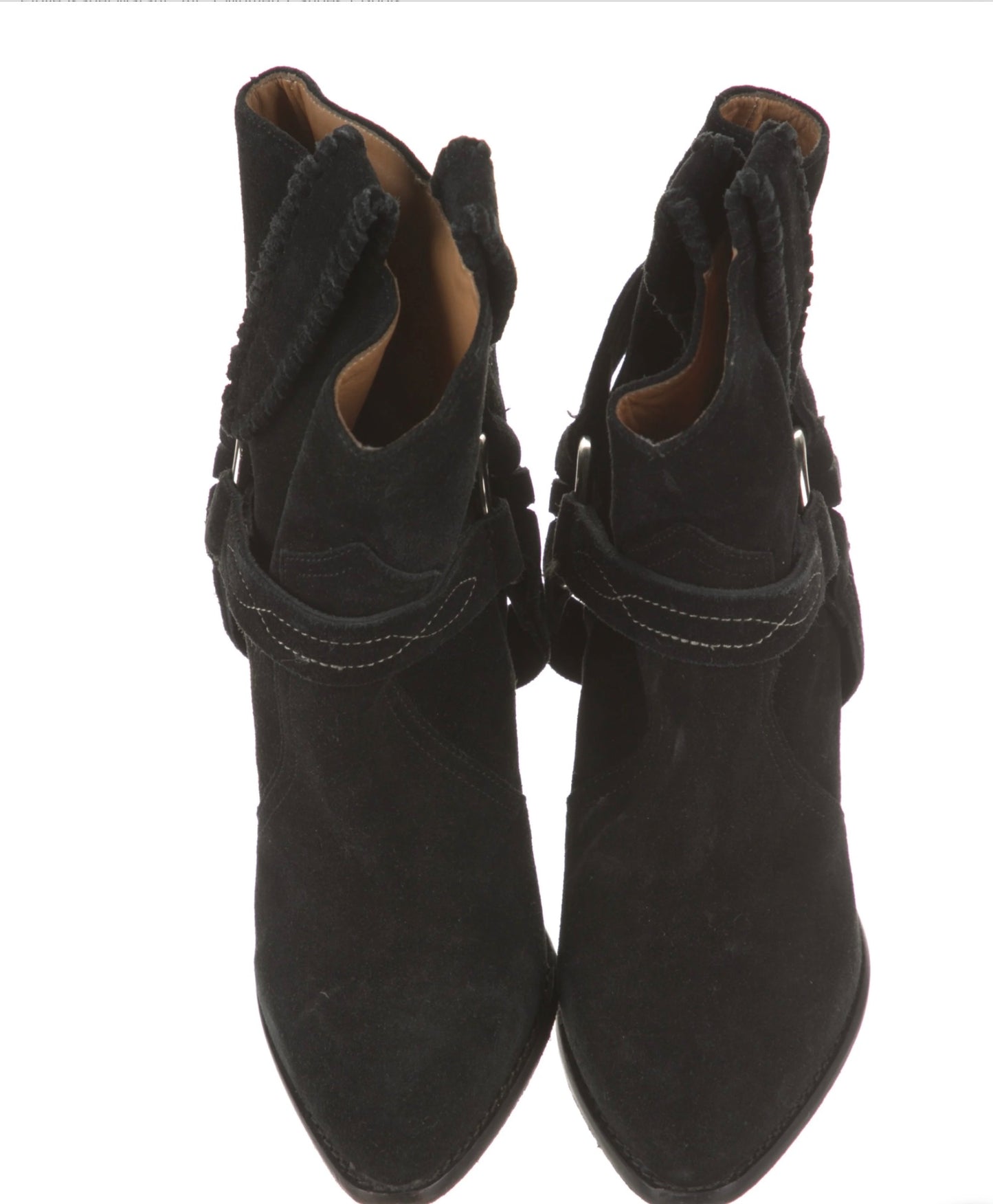 ISABEL MARANT ETOILE SUEDE BLACK ANKLE BOOTS, SIZE 37