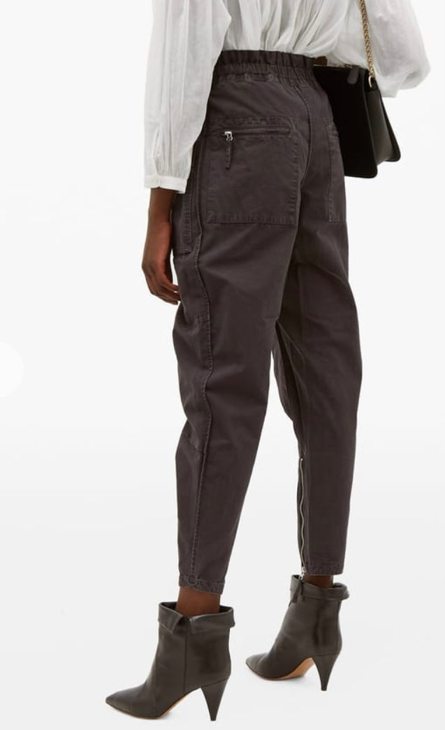 ISABEL MARANT ÉTOILE Lecia Tapered Cotton-Canvas Utility Trousers, SIZE 36