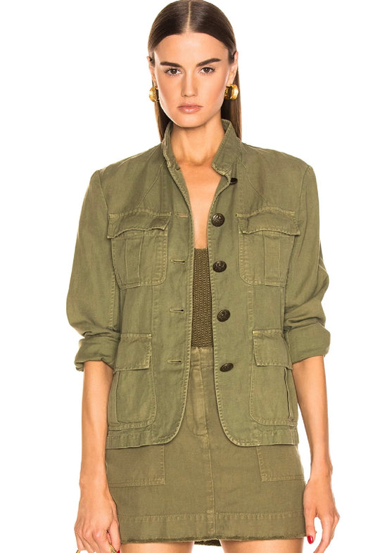 NILI LOTAN Cambre cotton and linen-blend twill jacket, XSMALL