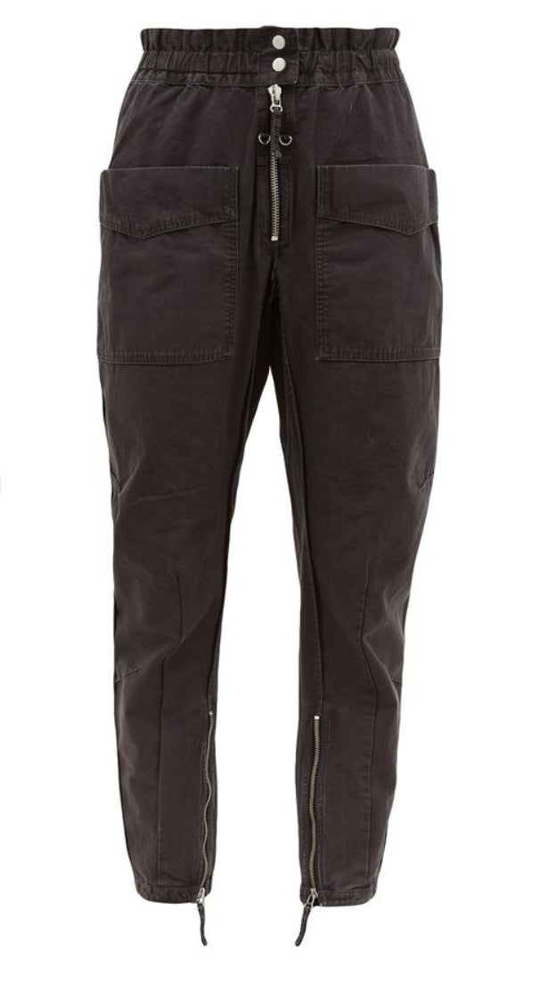 ISABEL MARANT ÉTOILE Lecia Tapered Cotton-Canvas Utility Trousers, SIZE 36