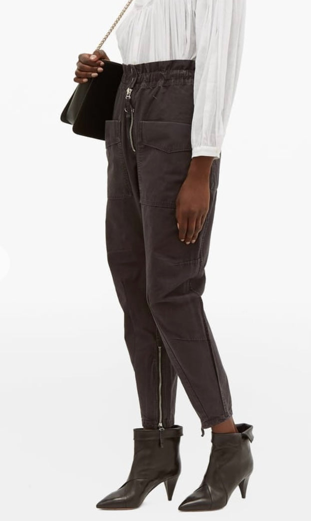 ISABEL MARANT ÉTOILE Lecia Tapered Cotton-Canvas Utility Trousers, SIZE 36